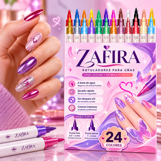 Zafira - Juego de 24 Rotuladores Para Uñas