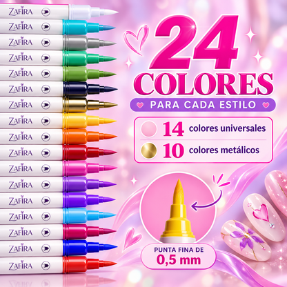 Zafira - Juego de 24 Rotuladores Para Uñas